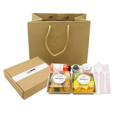 도나앤데코 크라프트 일회용도시락 상자 쇼핑백포함 홈메이드인줄 도시락포장 냅킨 핑크체크, 2세트, 11종