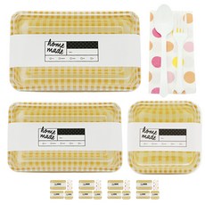 도나앤데코 체크용기 대 노랑 5p + 체크용기 소 노랑 5p + 체크용기 미니 노랑 5p + 홈메이드 땡땡이띠지 15p + 스푼 포크 5p + 냅킨 오렌지혼합 5p, 1세트, 7종