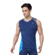 GearX 男款拼色V領運動無袖背心 03