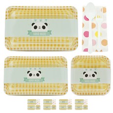 도나앤데코 체크용기 대 노랑 5p + 체크용기 소 노랑 5p + 체크용기 미니 노랑 5p + 핸드메이드 곰 하늘띠지 15p + 스푼 포크 5p + 냅킨 오렌지혼합 5p, 1세트, 7종