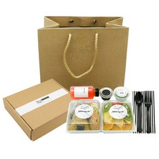 도나앤데코 화이트 일회용도시락 상자 쇼핑백포함 홈메이드인줄 도시락포장 냅킨 블랙, 2세트, 11종