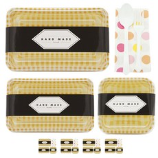 도나앤데코 체크용기 대 노랑 5p + 체크용기 소 노랑 5p + 체크용기 미니 노랑 5p + 육각핸드메이드 띠지 15p + 스푼 포크 5p + 냅킨 오렌지혼합 5p, 1세트, 7종