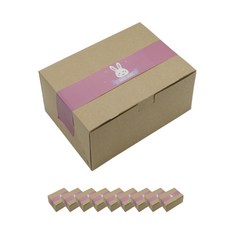 Donna&deco 一鍵式牛皮紙便當盒 小 10入 + 手工微笑兔子腰封 10入, 1套