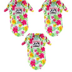 April 16 寵物呼拉夏威夷襯衫 3件組, 紅花 黃花