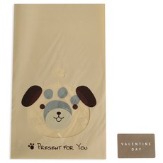 動物圖案包裝袋 小狗 50入+情人節方形貼紙 50入, 1套