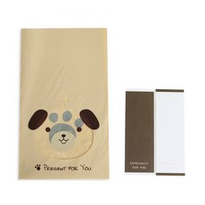 狗狗印花包裝袋 100入+長方形貼紙 白色 50入+棕色 50入, 1套