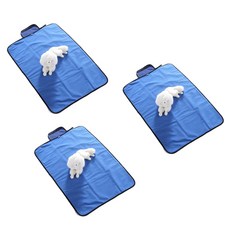 에이프릴16 반려동물 야외 휴대용 방수매트 3p, 블루