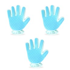 에이프릴16 반려동물 오른손용 손바닥 마사지 브러쉬 23 x 18 cm, 블루, 3개