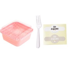봄91 핑크체크도시락 11 x 12 x 6 cm F-4 10p + BOM 수능대박 2종 캔디팝 스티커 10p + TY 세발 미니포크 투명 10p, 1세트