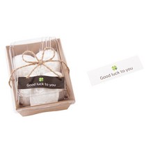 봄91 크라프트 직사각 종이케이스 미니 9.5 x 6.5 x 3.5 cm DRP-8 6p + BOM W/B 굿럭투유 2종 직사각 스티커 6p + 마끈 3m 2p + TY 세발 미니포크 투명 6p, 1세트