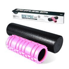 이고진 리셋폴 폼롤러 세트 + 운동 가이드, 핑크(마사지), 블랙(EPP), 1개