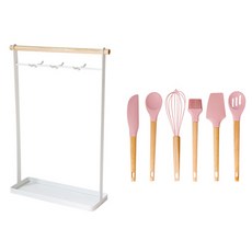 Provence Korea 大麗花炊具架 + 軟盤炊具 6p, 粉色（烹飪工具）, 1套