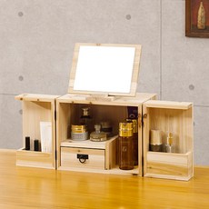 포메리트 삼나무 화장품 정리함 양문형 소, 원목색