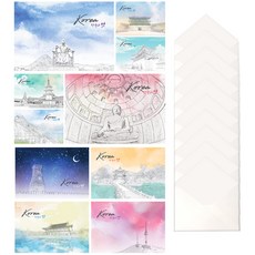 Maumdama 韓國明信片 10張 + 信封 10個, 混色, 1組