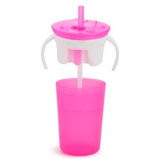 munchkin 2合1零食吸管防漏杯 118ml+226ml, 粉色, 1組