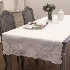 MA MAISON 6人手工刺繡桌布, 白色的, 220 x 80 厘米