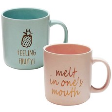 엘룸 러브 스트로베리 머그컵 400ml, 혼합 색상, 2개