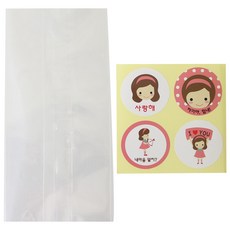 Hwangssinaedosirak 透明M號袋 30入 + 戀人少女貼紙 30入, 1套