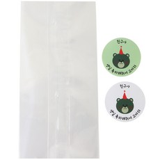 Hwangssinaedosirak 透明M號袋 50入 + 小熊朋友謝謝你祝我生日快樂貼紙 50入, 1套