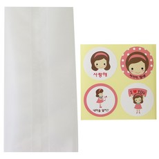 황씨네도시락 반투명M봉투 50p + 연인 소녀 스티커 50p, 1세트