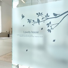 제제데코 무점착 칼라안개 창문 유리 시트지 러브하우스 우측, 딥블루 + 라이트블루