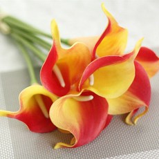 Block Mart 6朵馬蹄蓮人造花組, 紅色 + 黃色