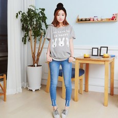 이얀 밑단이 포인트 임산부용 청팬츠