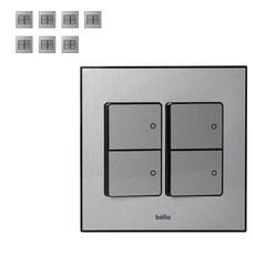 bello 寬 4 孔開關銀色, 8件
