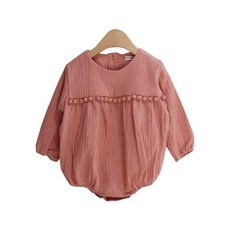 bebe nine 女童絨球裝飾長袖包屁衣