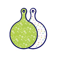 Roem Design Blue Edition 雙面圓形上菜砧板 線條花朵 綠色, Happy三角圖案, 1個