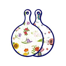 Roem Design Blue Edition 雙面圓形上菜砧板 山茶花, 雞圖案, 1個