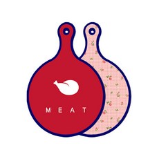 Roem Design 藍色版 雙面圓形上菜砧板 肉紅色, 粉紅花朵格紋, 1個