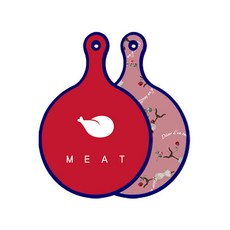 Roem Design 藍色版 雙面圓形上菜砧板 肉紅色, 紫色藝術夾, 1個