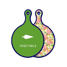 Roem Design Blue Edition 雙面圓形砧板 蔬菜綠, 粉紅玫瑰藤蔓, 1個