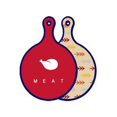 Roem Design 藍色版 雙面圓形上菜砧板 肉紅色, 松樹杜鵑色, 1個