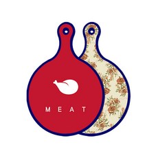 Roem Design 藍色版 雙面圓形上菜砧板 肉紅色, 杜鵑色花朵, 1個