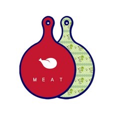 Roem Design 藍色版 雙面圓形上菜砧板 肉紅色, 綠玫瑰, 1個