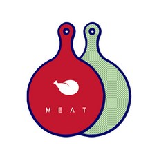 Roem Design 藍色版 雙面圓形上菜砧板 肉紅色, 綠色格紋, 1個