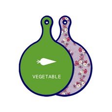 Roem Design Blue Edition 雙面圓形砧板 蔬菜綠, 碧藍色花朵, 1個