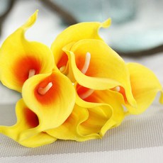 積木超市 馬蹄蓮人造花 6支組, 橘心黃