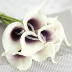 Block Mart 6朵馬蹄蓮人造花組, 紫色愛心白色