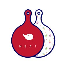 Roem Design 藍色版 雙面圓形上菜砧板 肉紅色, 冰淇淋, 1個