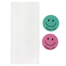 황씨네도시락 반투명M봉투 100p + 스티커 스마일 원형 스티커 핑크 50p + 민트 50p, 1세트