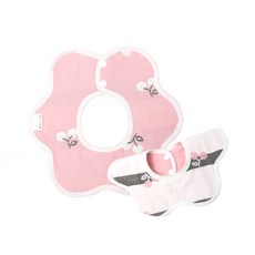 360度旋轉雙面紗布圍兜, 櫻桃 粉色, 2件