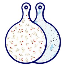 Roem Design 藍色版雙面圓形上菜砧板 長短色花苨, 痕跡玉色, 1個