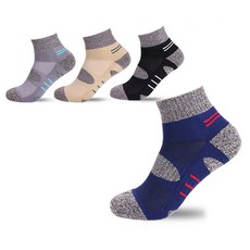 LEIFREE 男士重型木質登山襪 4 腿套組, 米色，灰色，海軍藍，黑色