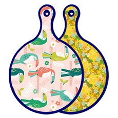 Roem Design 藍色版 雙面圓形上菜板 砧板 八哥鳥粉, 黃玫瑰藤, 1個