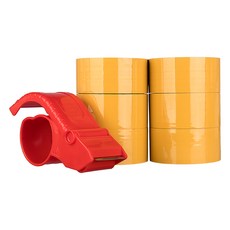 Daebak Tape 黃色封箱膠帶 50m 6入 + 切台 1入, 1組