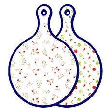 Roem Design 藍色版雙面圓形上菜砧板 長短色花苨, 蘋果籽, 1個