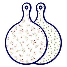 Roem Design 藍色版雙面圓形上菜砧板 長短色花苨, 三葉草, 1個